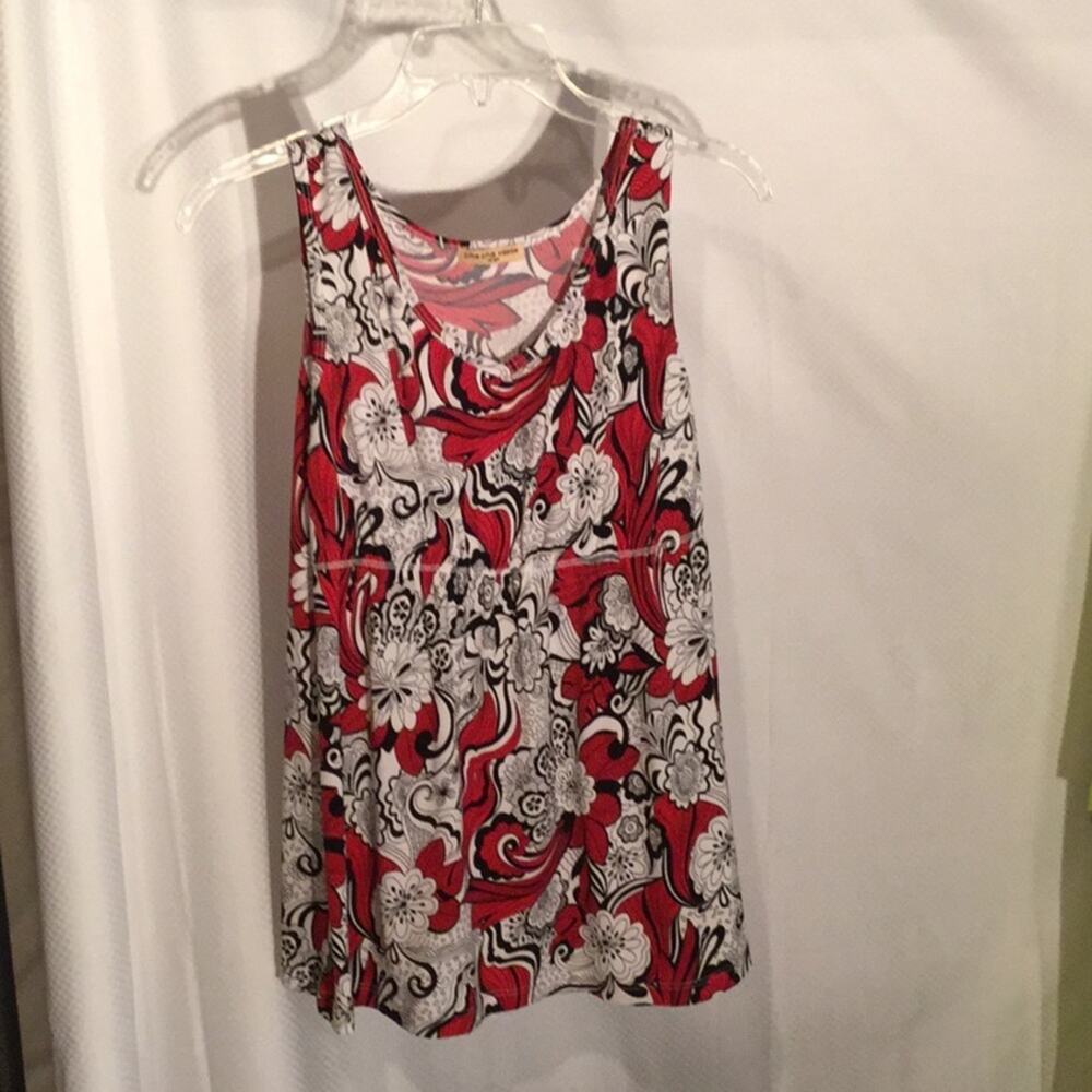 Red black white stretch tank top L worn once
